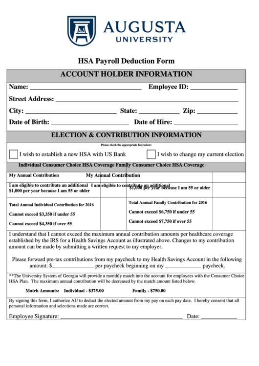 Fillable Hsa Enrollment Form Printable pdf
