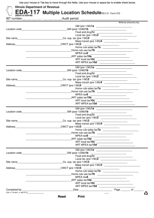 Fillable Form Eda-117 - Multiple Location Schedule Printable pdf