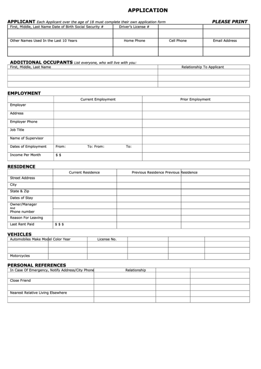 Fillable Alabama Rental Application Form Printable pdf