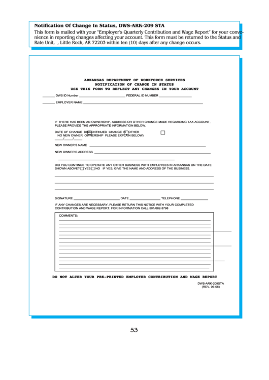 Dws-Ark-209sta - Notification Of Change In Status Printable pdf