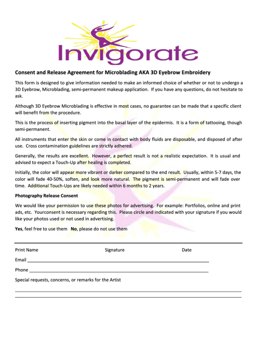 Printable Microblading Consent And Release Form