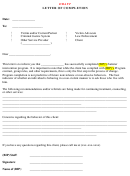 Letter Of Completion Form (draft)
