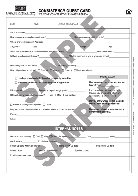 Form M163 Or-Wa Consistency Guest Card Sample Printable pdf