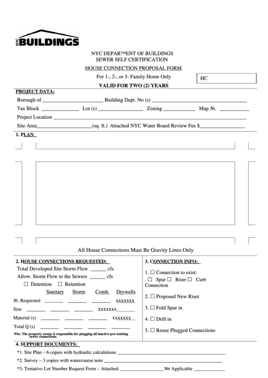 Fillable Hc04 House Connection Proposal Form Printable pdf