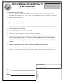 Application For Certificate Of Withdrawal - Idaho Secretary Of State
