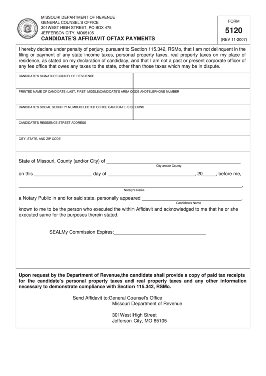 Fillable Form 5120 Candidate