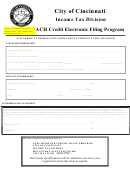 Ach Credit Authorization Form For Electronic Funds Transfer Form - City Of Cincinnati Income Tax Division