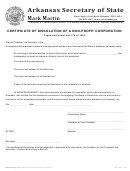 Form No-7 - Certificate Of Dissolution Of A Non-profit Corporation - Arkansas Secretary Of State