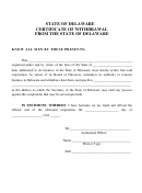Certificate Of Withdrawal From The State Of Delaware Template