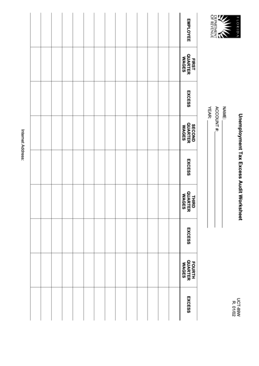 Form Uct-89w - Unemployment Tax Excess Audit Worksheet Printable pdf