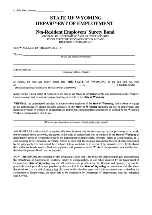 Form W.c.u.11 - Non-Resident Employers