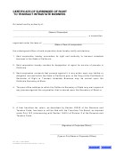 Certificate Of Surrender Of Right To Transact Intrastate Business Form - California Secretary Of State