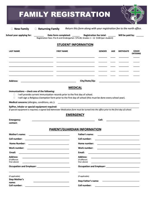 Family Registration Form Printable Pdf Download