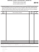 Marshall County Occupational License Tax Form - 2010 Printable pdf