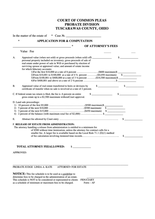 Form - Af Application For & Computation Of Attorney