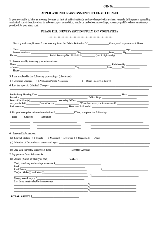 Public Defender Application Form - Elk County Printable pdf