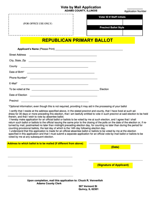 Republican Primary Ballot Template - Adams County, Illinois printable ...