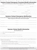 Summer School Emergency Procedre/health Information Form - Howard County Public School System