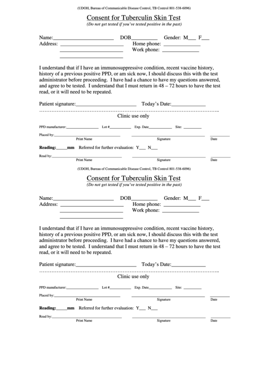 Printable Tb Skin Test Form Printable Templates