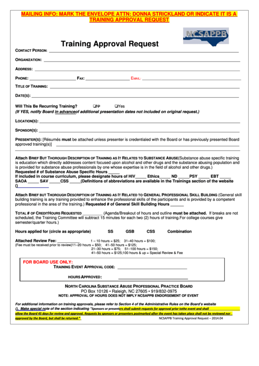 Ncsappb Training Approval Request Form