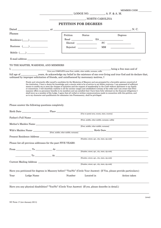 Petition For Degrees Form Printable pdf
