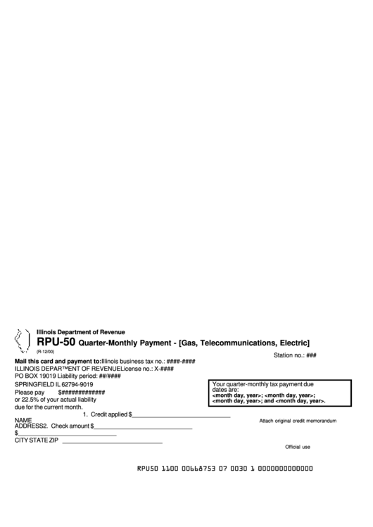 Rpu-50 Quarter-Monthly Payment Form Printable pdf