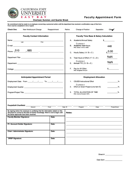 Faculty Appointment Form
