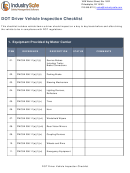 Dot Driver Vehicle Inspection Checklist Template