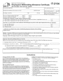 Form It-2104 - Employee's Withholding Allowance Certificate - 2016