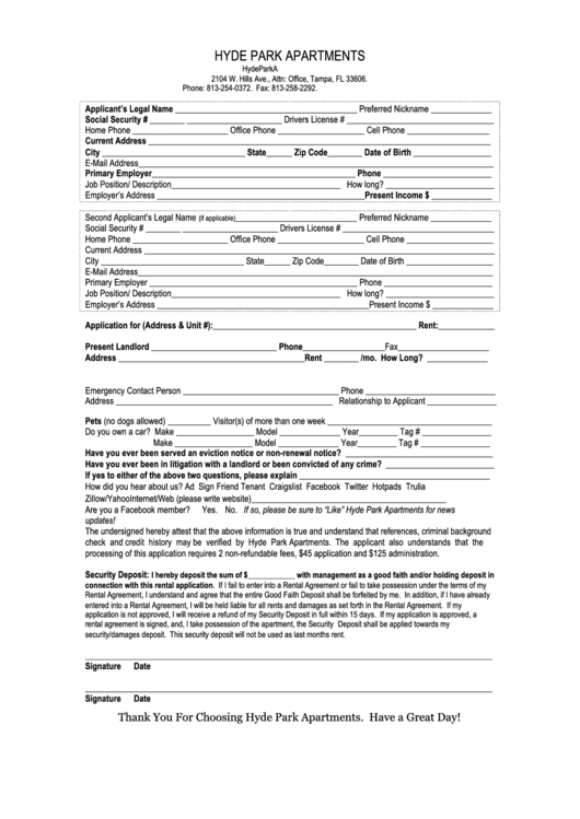 Hyde Park Apartments Lease Template (sample)
