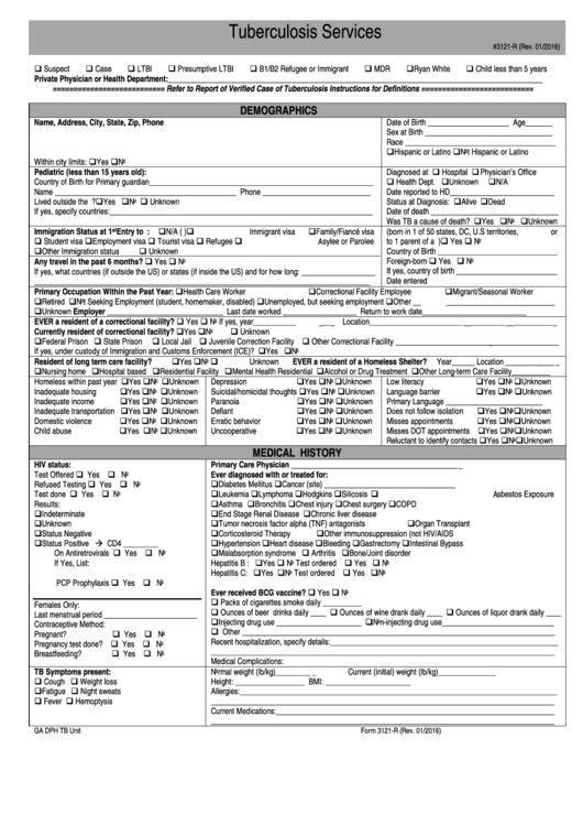 Form #3121-r - Tuberculosis Services