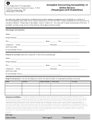 Form 382 - Complaint Concerning Accessibility Of Airline Service (passengers With Disabilities) - Department Of Transportation Forms
