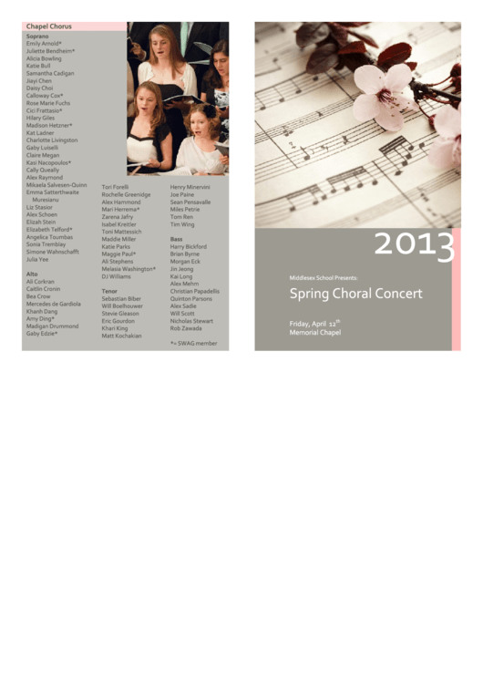 Concert Program Template Printable pdf