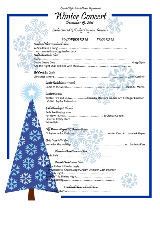 Winter Concert Printable pdf