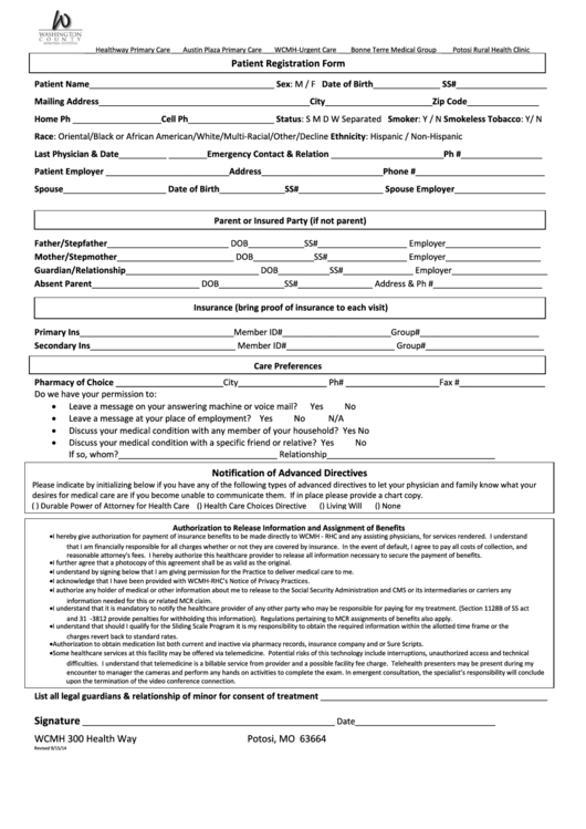 Sample Patient Registration Form Printable pdf