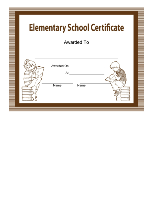 Elementary School Certificate Printable pdf