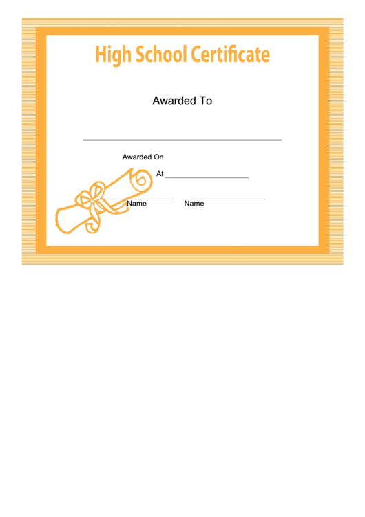 High School Certificate Printable pdf