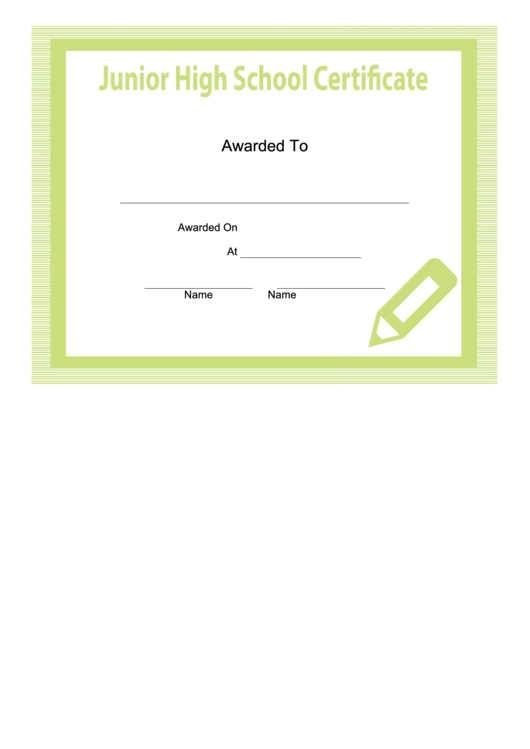 Junior High School Certificate Printable pdf