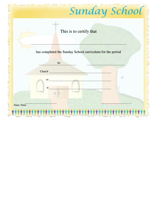 Sunday School Certificate Template Printable pdf