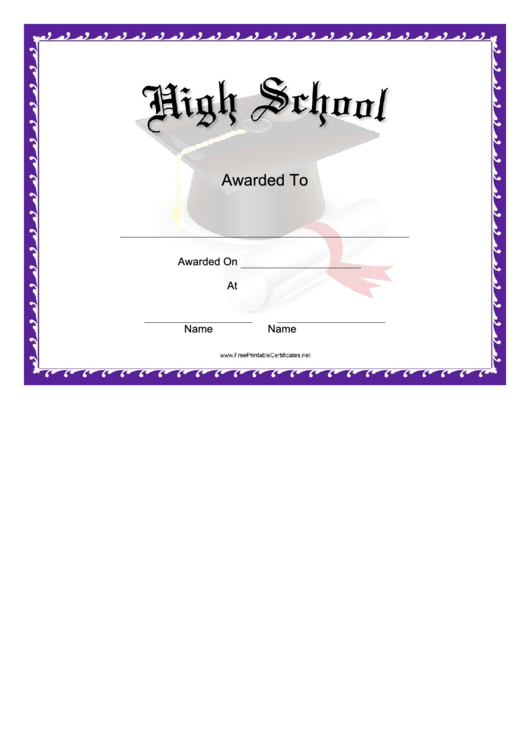 High School Award Certificate Template Printable pdf