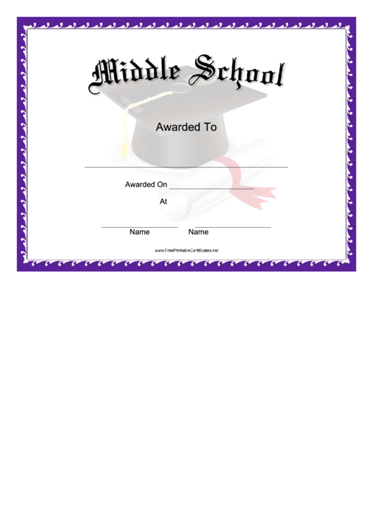 Middle School Award Certificate Template Printable pdf