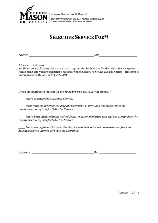 Selective Service Form
