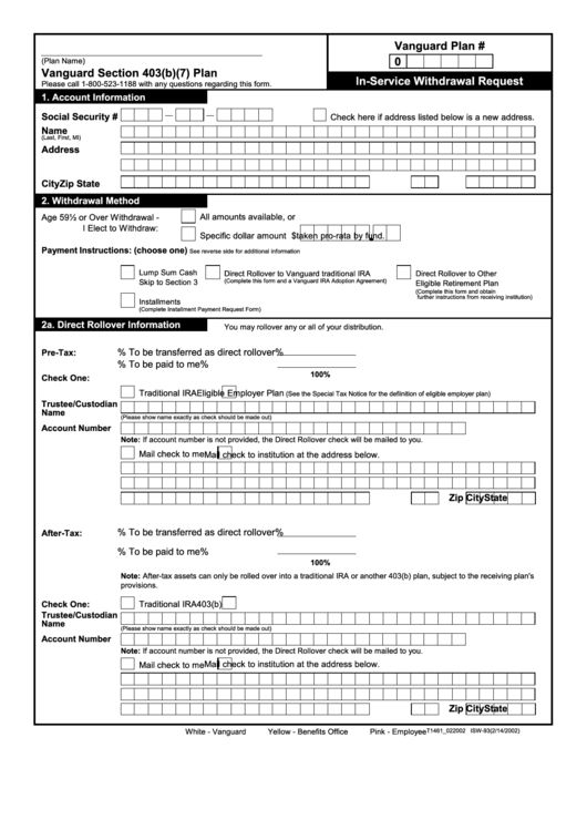 Vanguard Section 403(B)(7) Plan Template Printable pdf