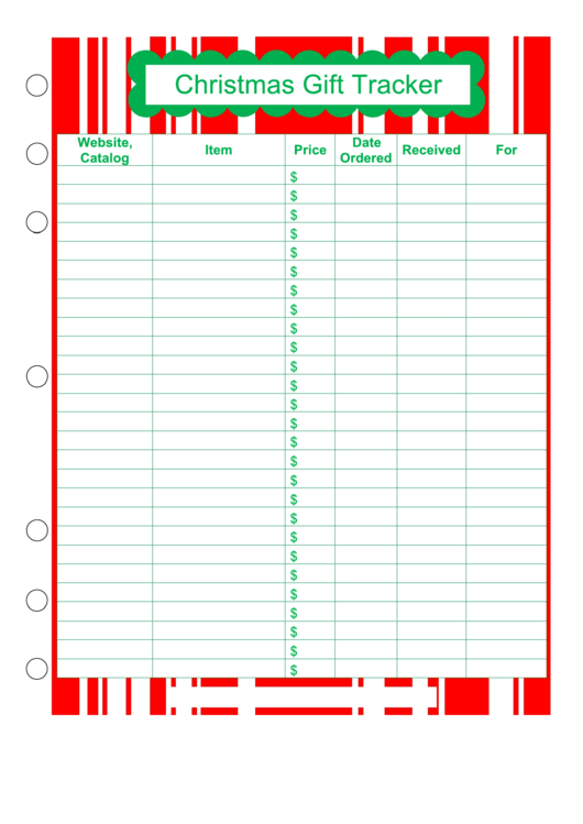 Christmas Gift Tracker Template Printable pdf