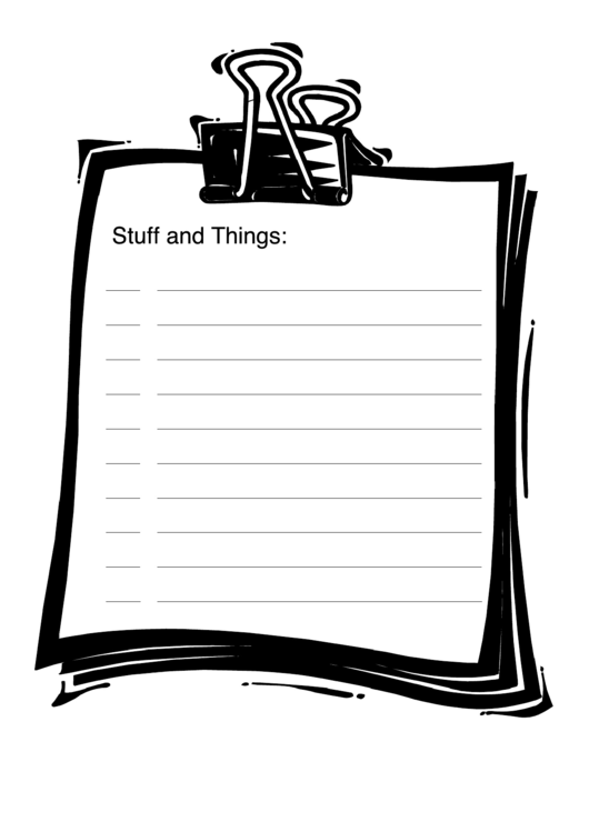 Stuff And Things To Do List Printable pdf