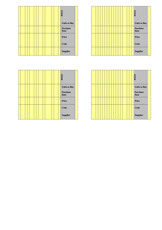 Inventory Management Card Templates - Black On Yellow Printable pdf