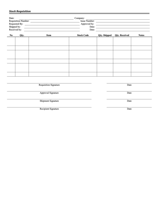 Requisition Form Printable pdf