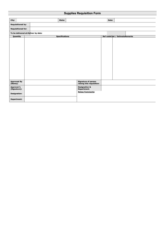 Supplies Requisition Form Printable pdf