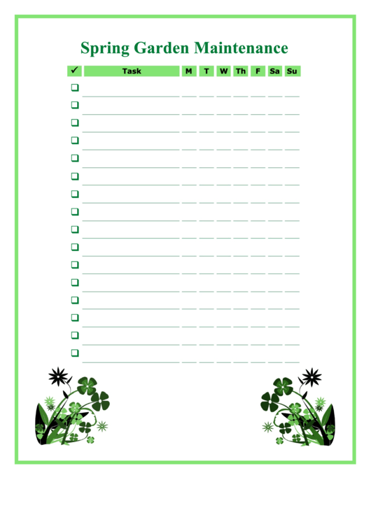 Garden Maintenance Log Template Printable pdf