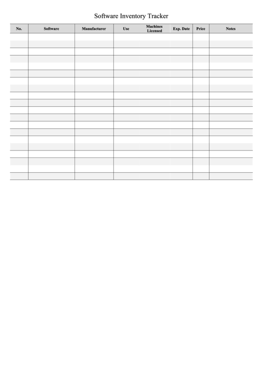 Software Inventory Tracker Template Printable pdf